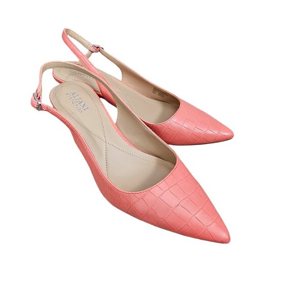 Alfani Babbsy Stepflex Croc Pointed Toe Pink Kitten Heel Slingback Pump NEW - Picture 3 of 11